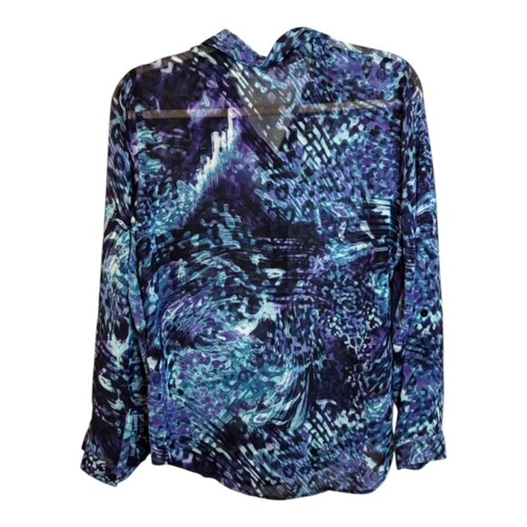Chico's Blouse Women's Size Medium Lightweight Animal Print Blue Purple Chicos 1 - Picture 2 of 3